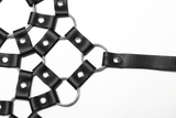 Punk Hollow-Out Leather Crop Top with Strap Detailing