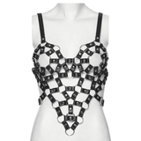 Punk Hollow-Out Leather Crop Top with Strap Detailing