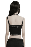 Punk Hollow-Out Leather Crop Top with Strap Detailing