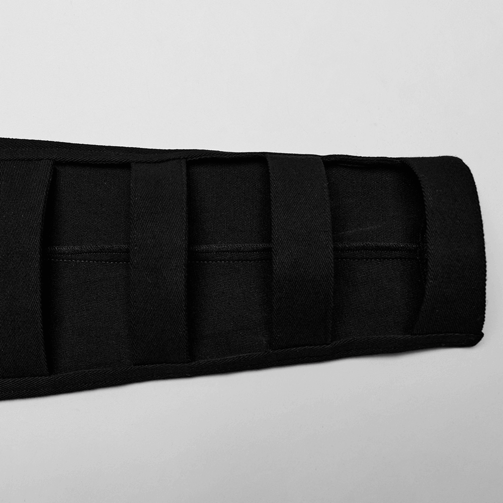 Punk-Inspired Black Short Jacket with Hollow Sleeves