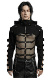Punk-Inspired Black Short Jacket with Hollow Sleeves