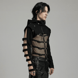 Punk-Inspired Black Short Jacket with Hollow Sleeves