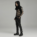 Punk-Inspired Black Short Jacket with Hollow Sleeves