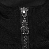 Punk-Inspired Black Short Jacket with Hollow Sleeves