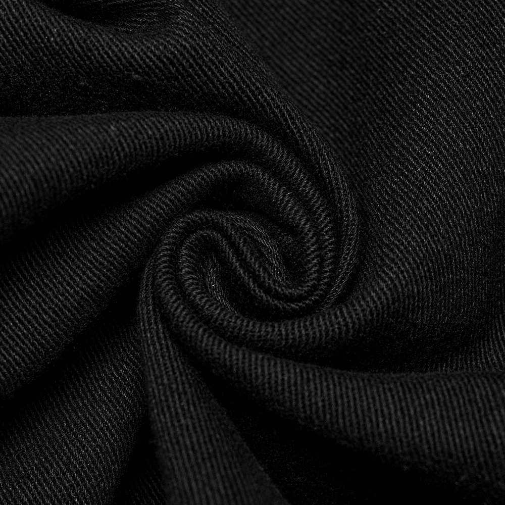 Punk-Inspired Black Short Jacket with Hollow Sleeves