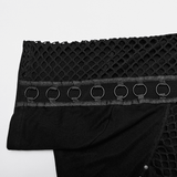 Punk-Inspired Men's Black Mesh Hoodie T-shirt
