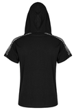 Punk-Inspired Men's Black Mesh Hoodie T-shirt