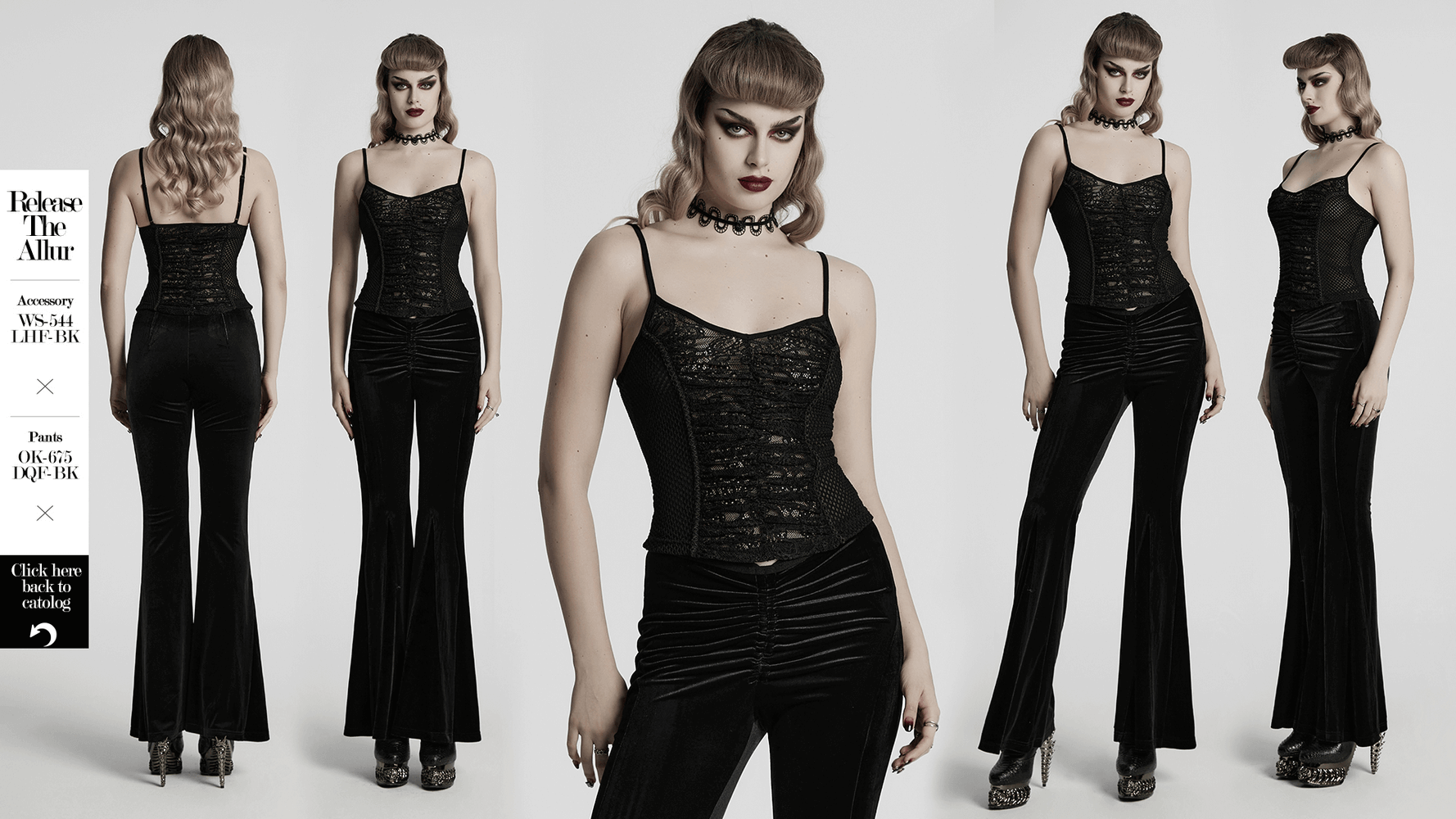 Punk Lace-Up Camisole Top with Fishnet Mesh Design