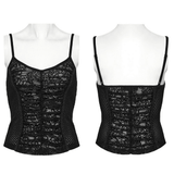 Punk Lace-Up Camisole Top with Fishnet Mesh Design