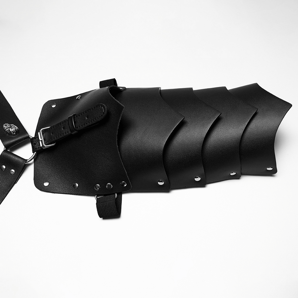 Punk Men's Black Faux Leather Shoulder Armor Harness