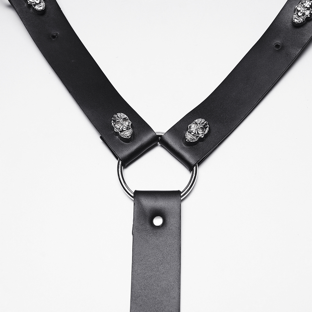 Punk Men's Black Faux Leather Shoulder Armor Harness