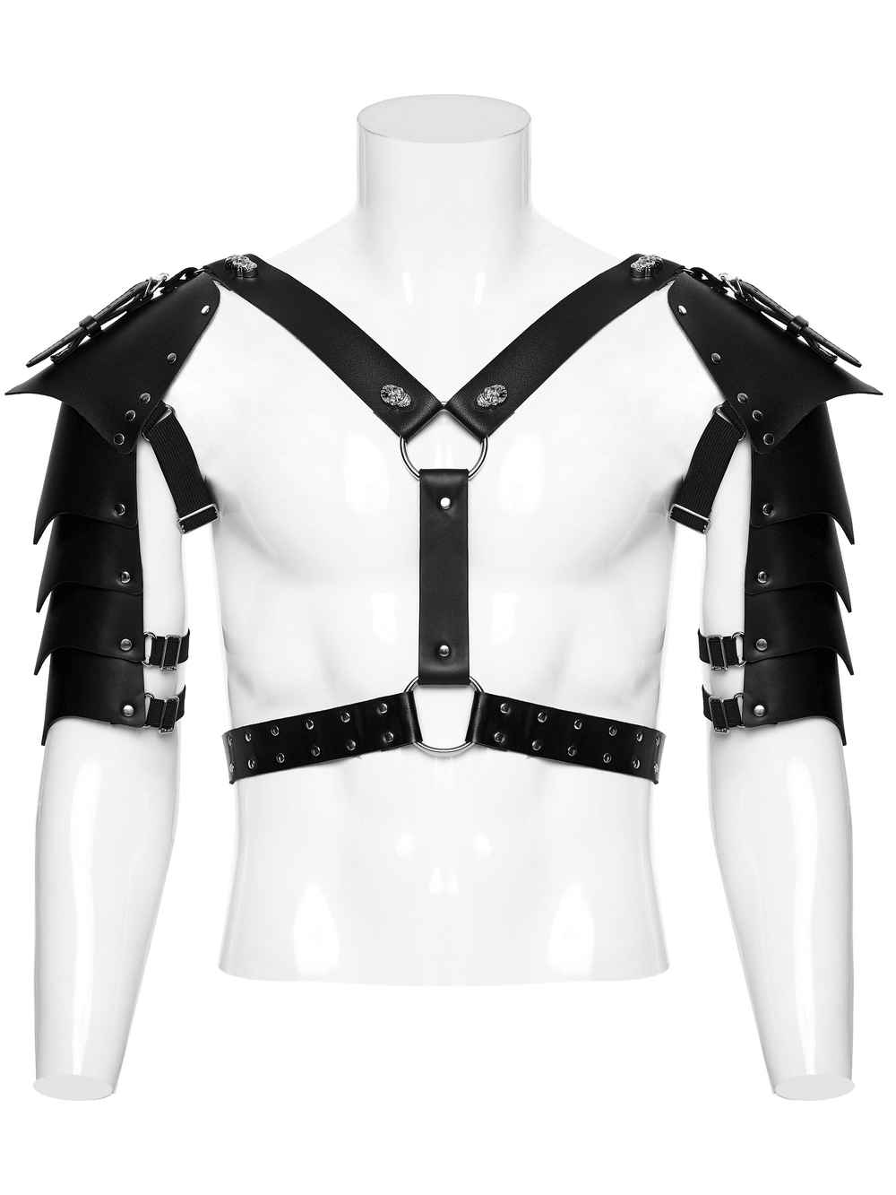 Punk Men's Black Faux Leather Shoulder Armor Harness