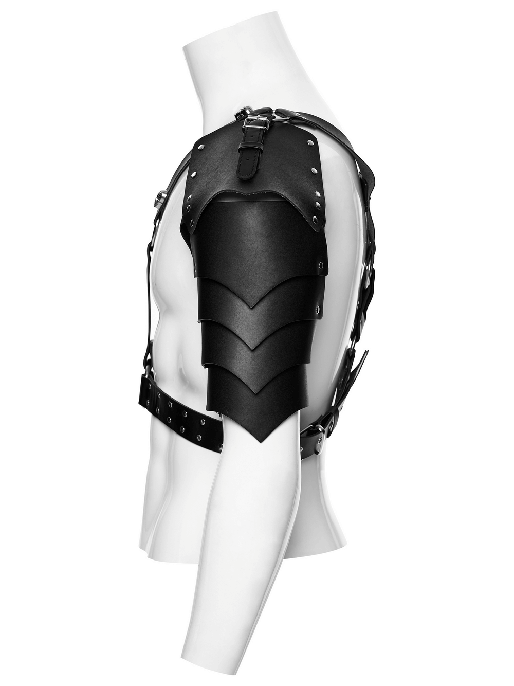 Punk Men's Black Faux Leather Shoulder Armor Harness