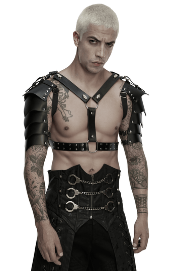 Punk Men's Black Faux Leather Shoulder Armor Harness