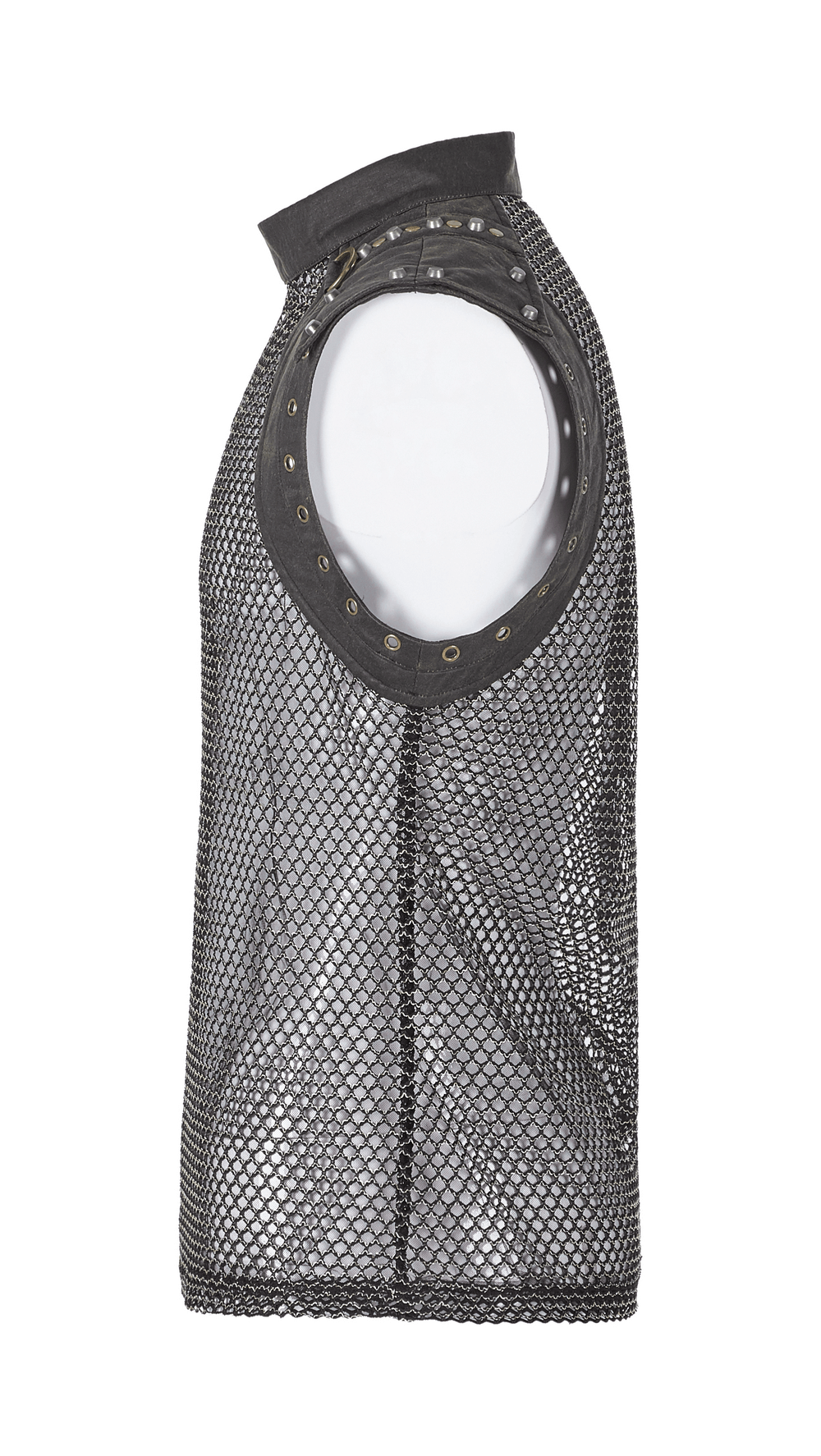 Punk Mesh Vest for Men with Shoulder Zipper Closure