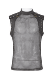 Punk Mesh Vest for Men with Shoulder Zipper Closure