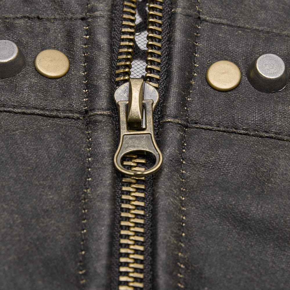 Punk Mesh Vest for Men with Shoulder Zipper Closure