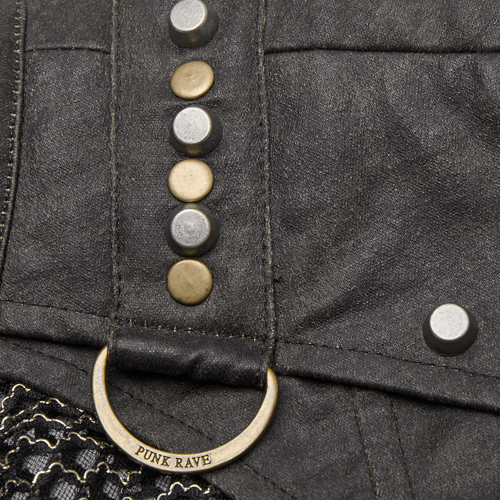Punk Mesh Vest for Men with Shoulder Zipper Closure