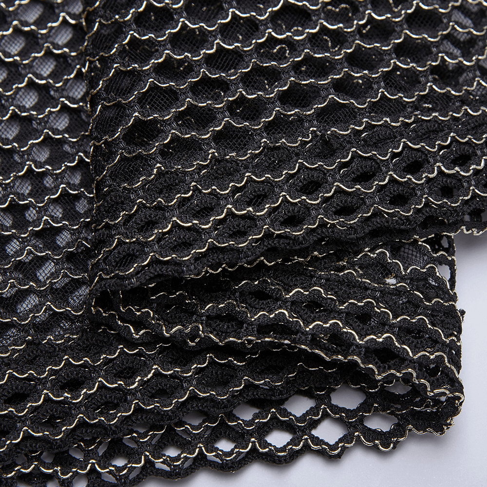 Punk Mesh Vest for Men with Shoulder Zipper Closure