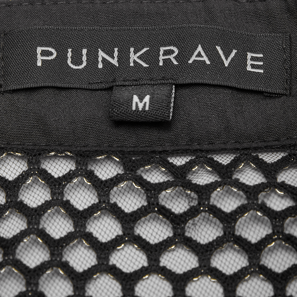 Punk Mesh Vest for Men with Shoulder Zipper Closure