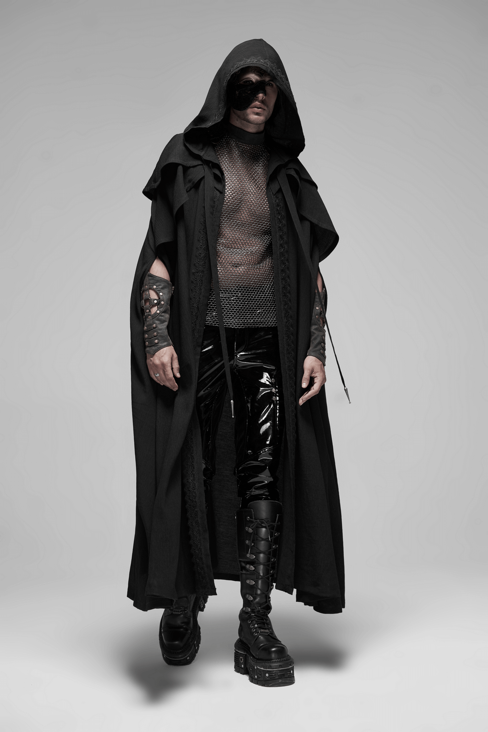 Punk Mesh Vest for Men with Shoulder Zipper Closure