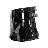 Punk PU Leather Shorts: Black Shorts with Hollow Out Detail