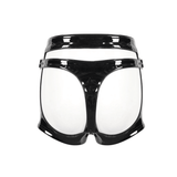 Punk PU Leather Shorts: Black Shorts with Hollow Out Detail