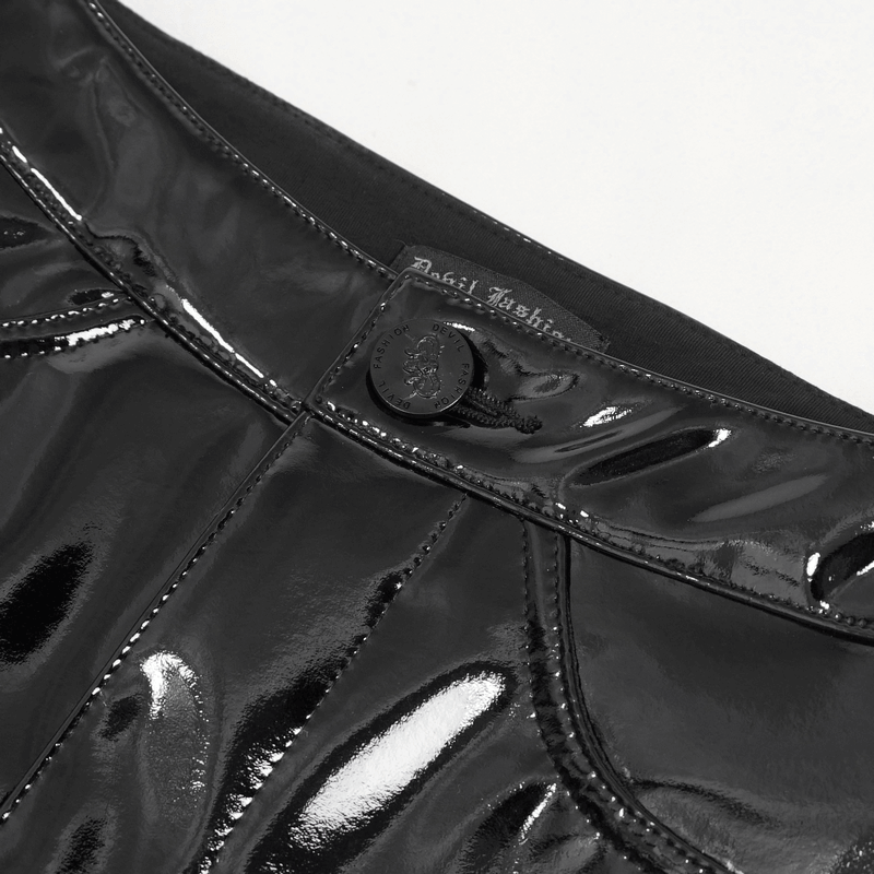 Punk PU Leather Shorts: Black Shorts with Hollow Out Detail