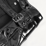 Punk PU Leather Shorts: Black Shorts with Hollow Out Detail