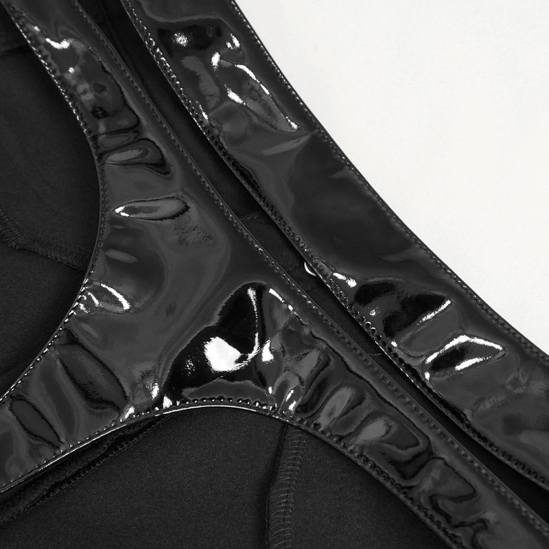 Punk PU Leather Shorts: Black Shorts with Hollow Out Detail