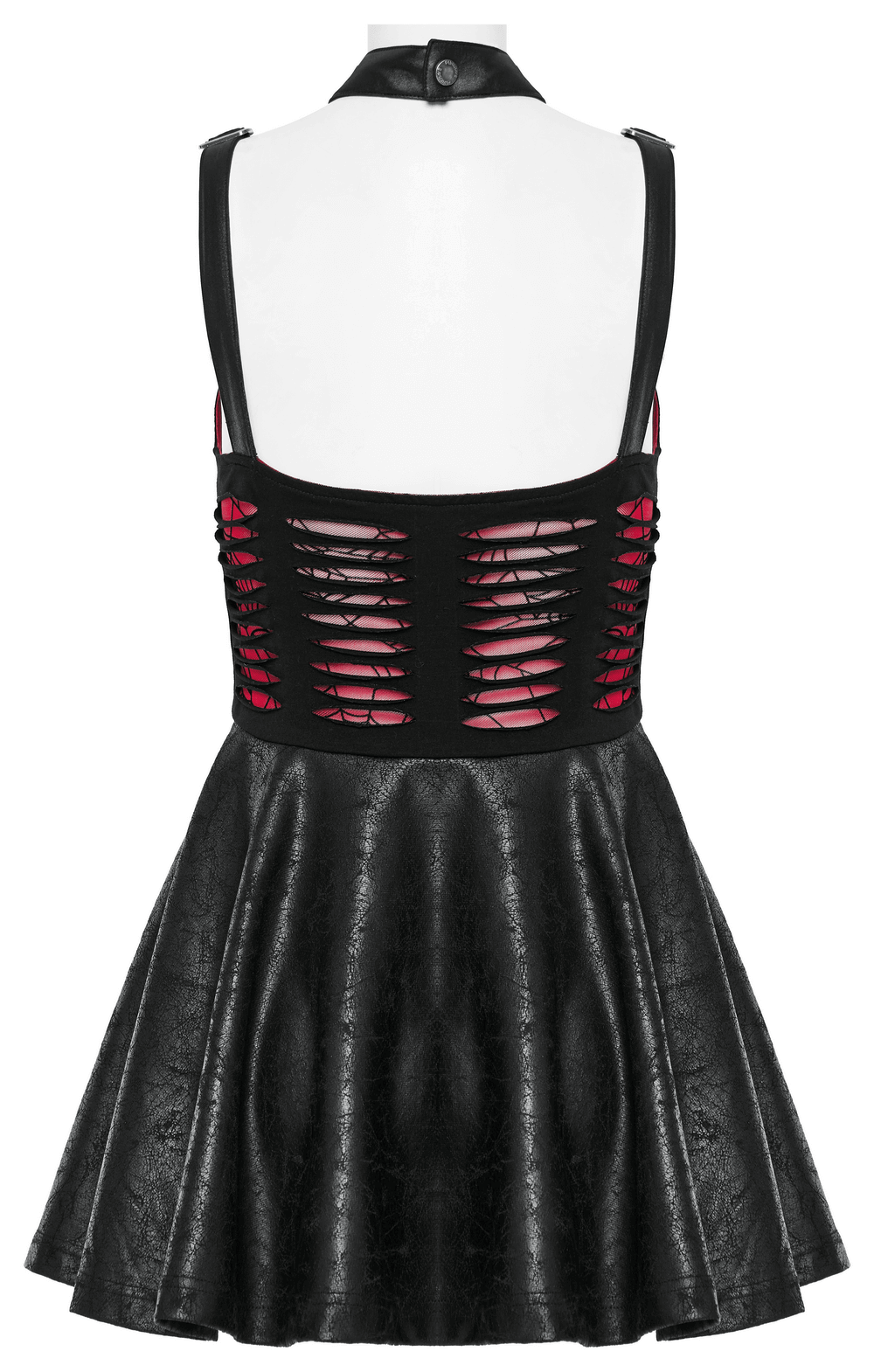 Punk Rave Gothic Mini Dress with Spiderweb Mesh Cutouts