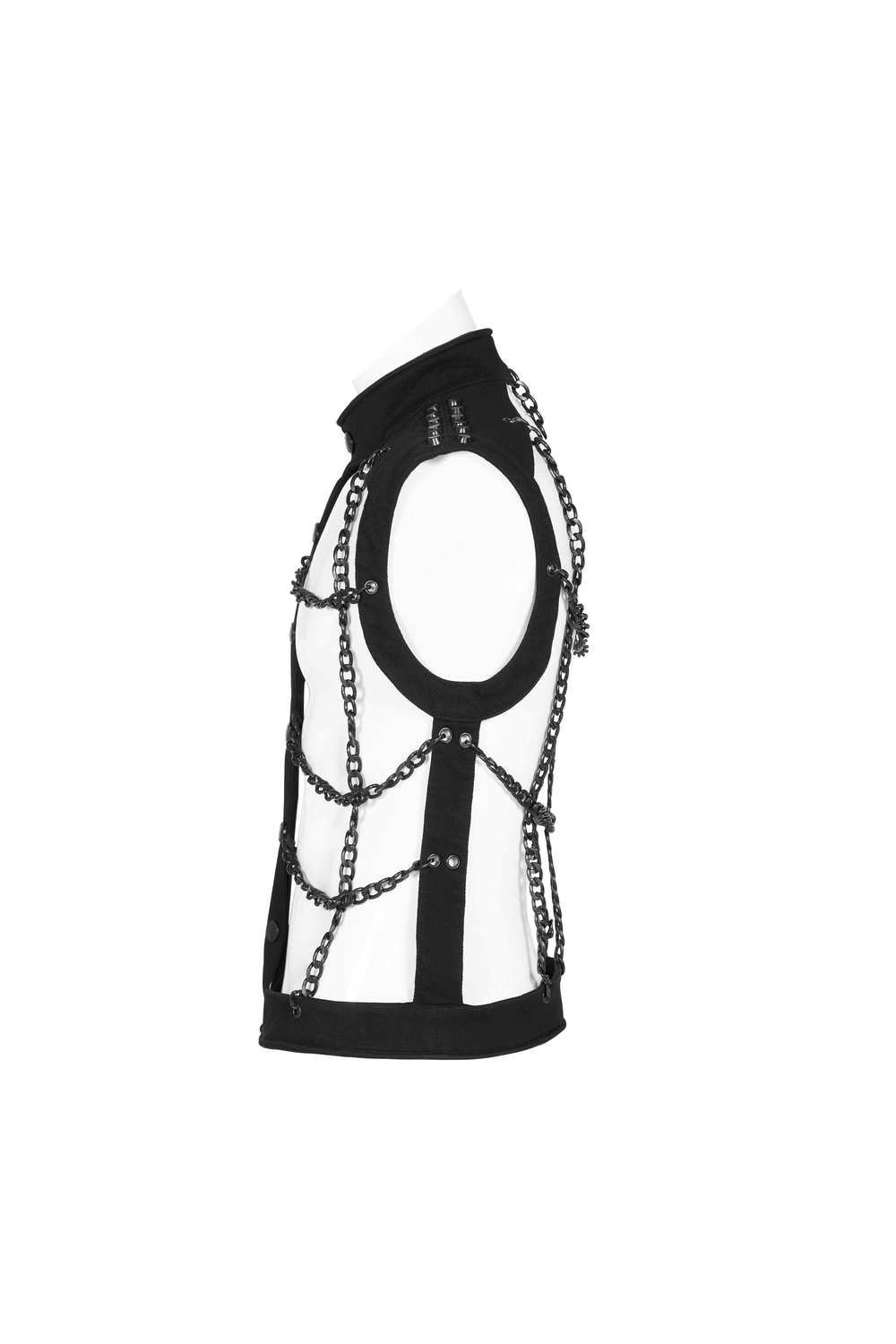 Punk Rave Style Black Warlock Chain Waistcoat