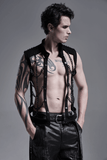 Punk Rave Style Black Warlock Chain Waistcoat
