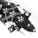 Half-Finger Punk Gloves with Skull Studs and Chains