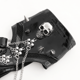Half-Finger Punk Gloves with Skull Studs and Chains