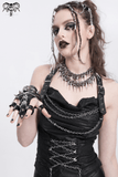 Half-Finger Punk Gloves with Skull Studs and Chains