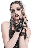 Half-Finger Punk Gloves with Skull Studs and Chains