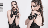 Half-Finger Punk Gloves with Skull Studs and Chains