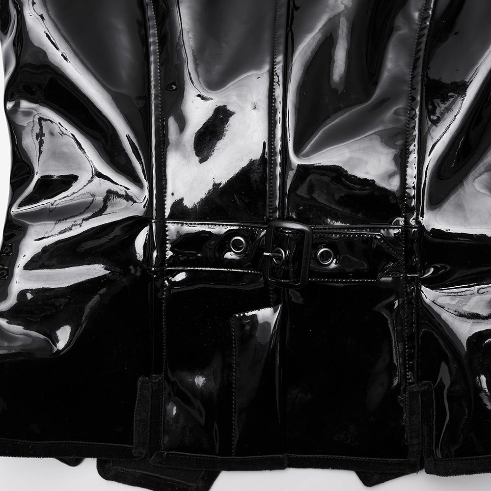 Punk Star Gothic Vest in Shiny Patent Leather for Bold Style