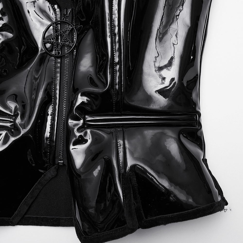 Punk Star Gothic Vest in Shiny Patent Leather for Bold Style