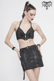Punk-Style Women's Leather Bra with Chain And Rivets