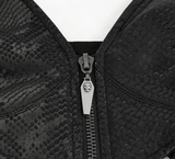 Punk-Style Women's Leather Bra with Chain And Rivets