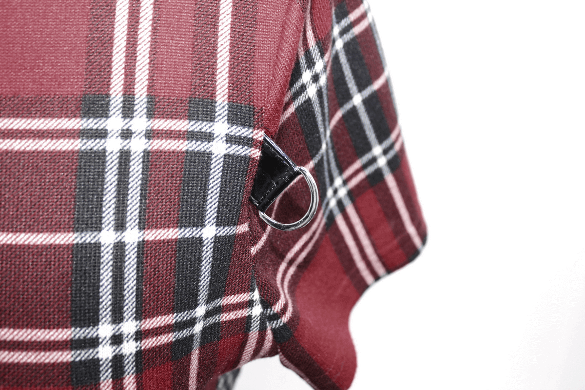 Punk-Styled Red Plaid Short Dress for Fashion Flair