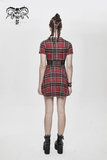 Punk-Styled Red Plaid Short Dress for Fashion Flair