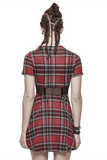 Punk-Styled Red Plaid Short Dress for Fashion Flair