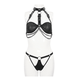 Punk Two-Piece Lingerie with Chains / Ladies Hollow Bikini