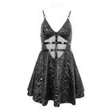 Punk V-Neck Dress With Lace-Up Back And Sexy Hollow Out