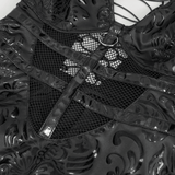 Punk V-Neck Dress With Lace-Up Back And Sexy Hollow Out