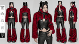 Punk Wine Red Faux Fur Short Jacket with Patent Accents
