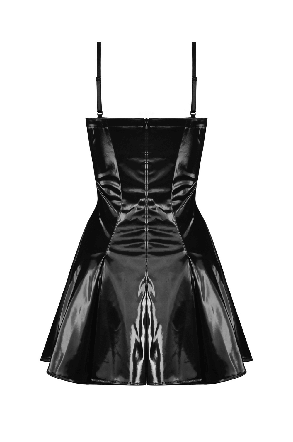 Punk Women's Glossy Lace-Up Mini Dress with Buckles